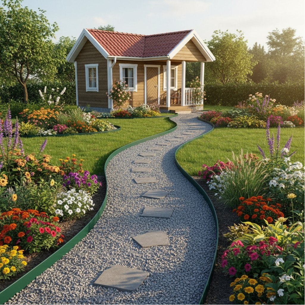 Бордюр садовый Standartpark Канта SP 82552-Ч пластик, высота 10 см, оливковый, бухта 10 м