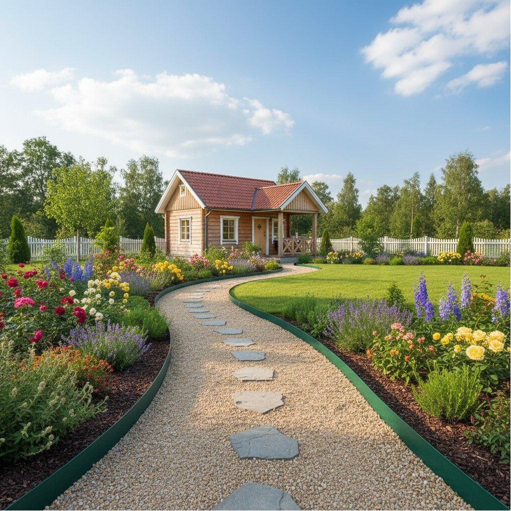 Бордюр садовый Standartpark Канта SP 82552-Ч пластик, высота 10 см, оливковый, бухта 10 м