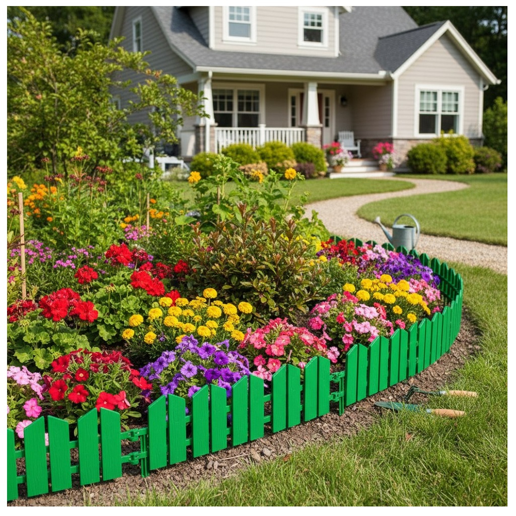 Бордюр садовый Grinda Летний сад 422225-G, декоративный 16х300 см, пластик, зеленый