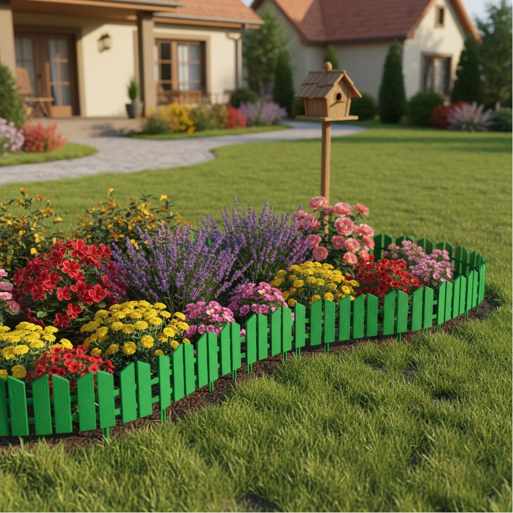 Бордюр садовый Grinda Летний сад 422225-G, декоративный 16х300 см, пластик, зеленый