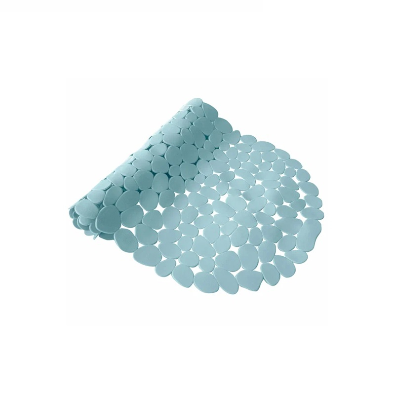 Коврик в ванну противоскользящий Морская галька 36х69см дымчато-голубой