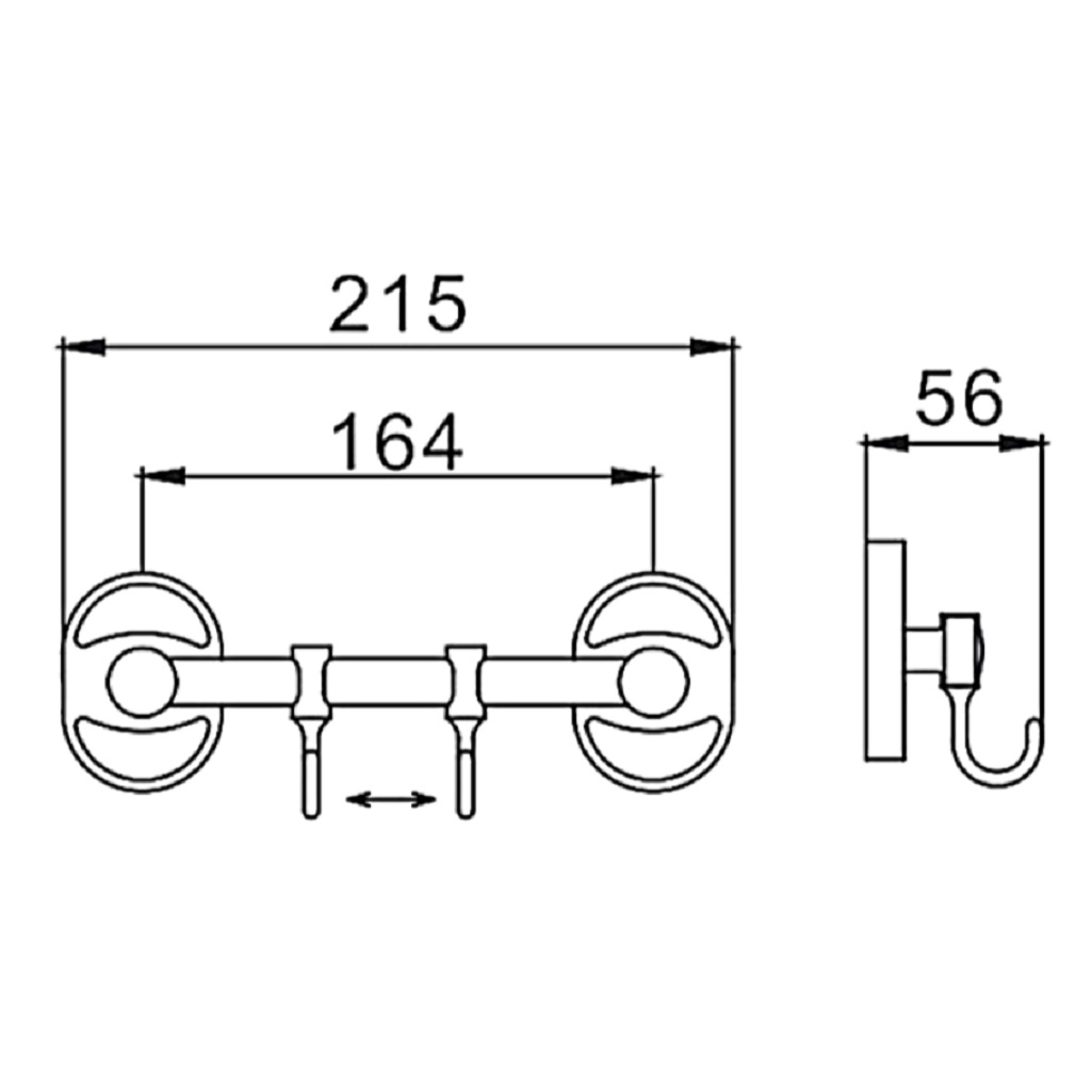 Вешалка для полотенец Frap F1915-2 с 2 подвижными крючками, хром