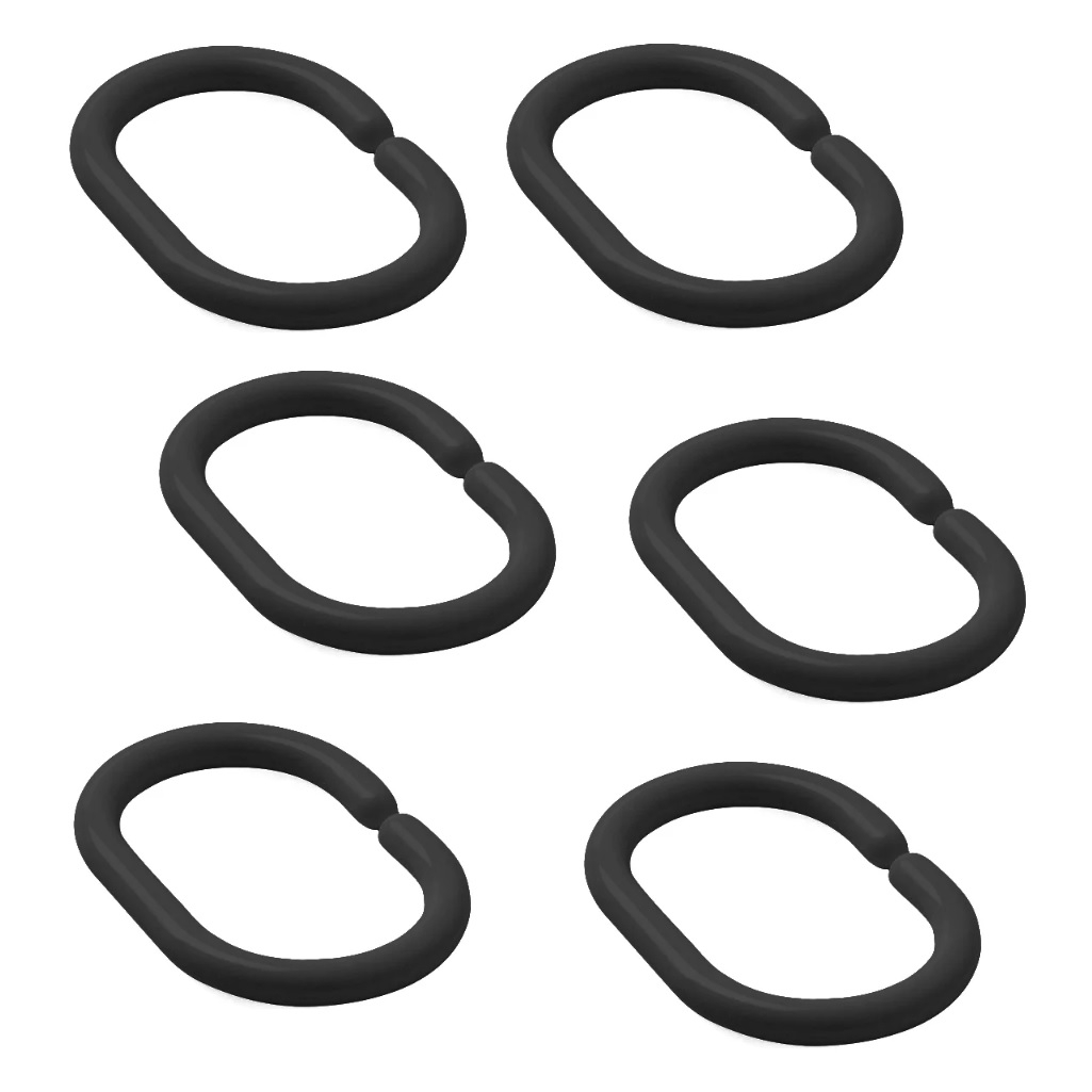 Кольца для штор в ванную Iddis RID013P, 236284, в наборе 12 штук, полипропилен, черный