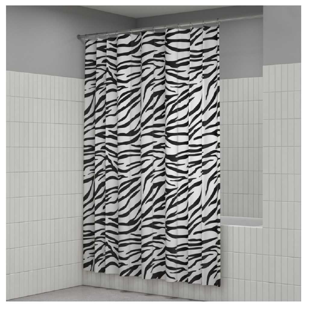 Штора для ванной IDDIS BB03P18I11, полиэстер, 1800х2000 мм, черно-белый