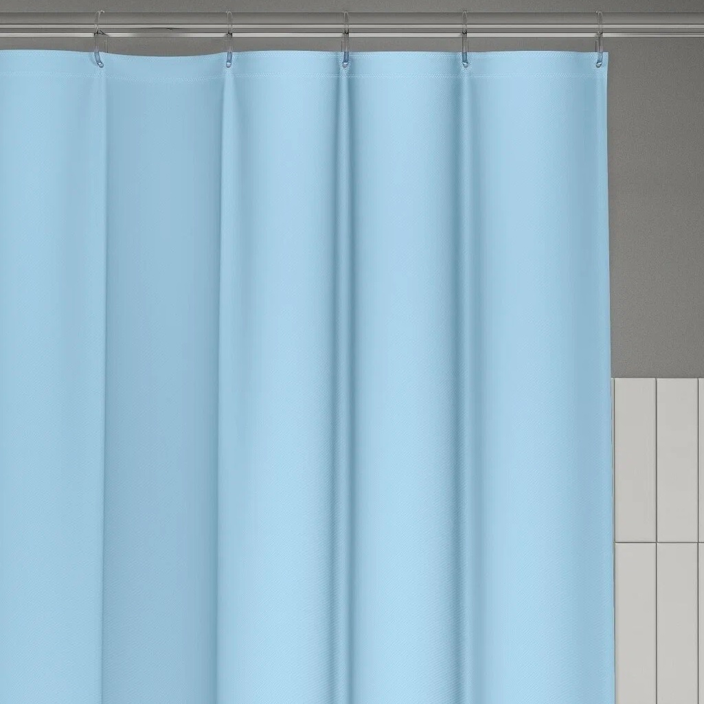Штора для ванной Iddis P07PE18I11, 1800х2000 мм, полиэтилен РE, 12 колец, цвет голубой