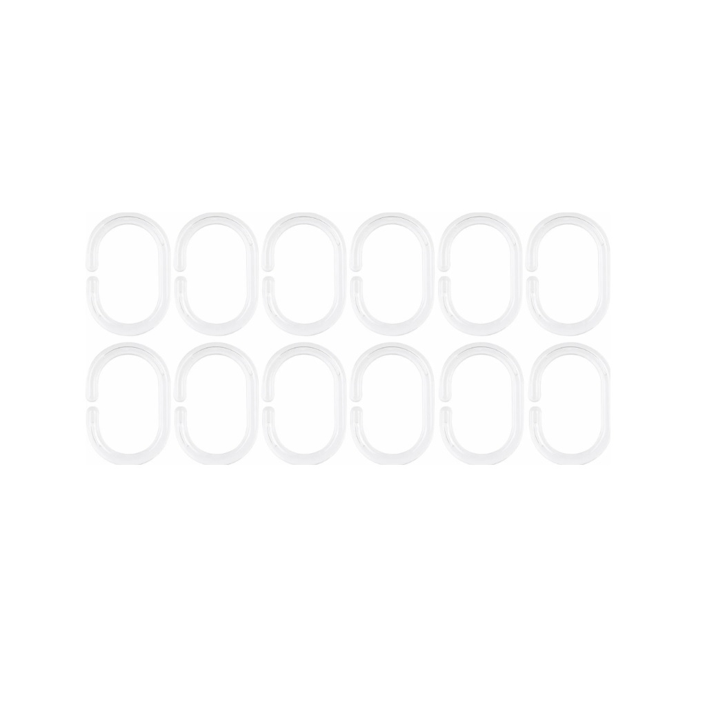 Кольца для штор в ванную Рыжий Кот 242546, полипропилен, прозрачные, набор 12 штук