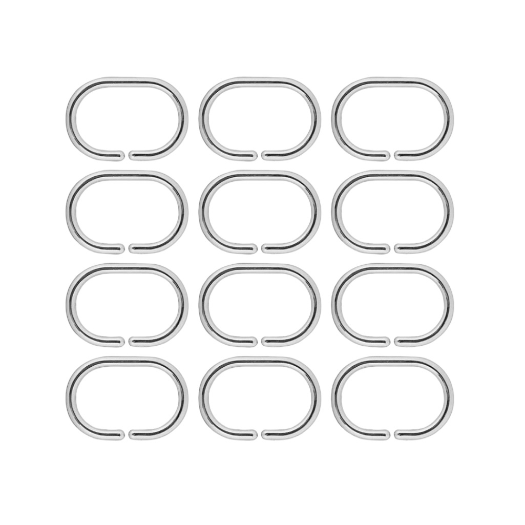 Кольца для штор в ванную Рыжий Кот 261114, полипропилен, хром, набор 12 штук