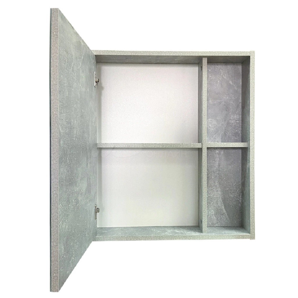 Шкаф зеркальный Runo Эко, навесной, матовая поверхность, серый бетон 60
