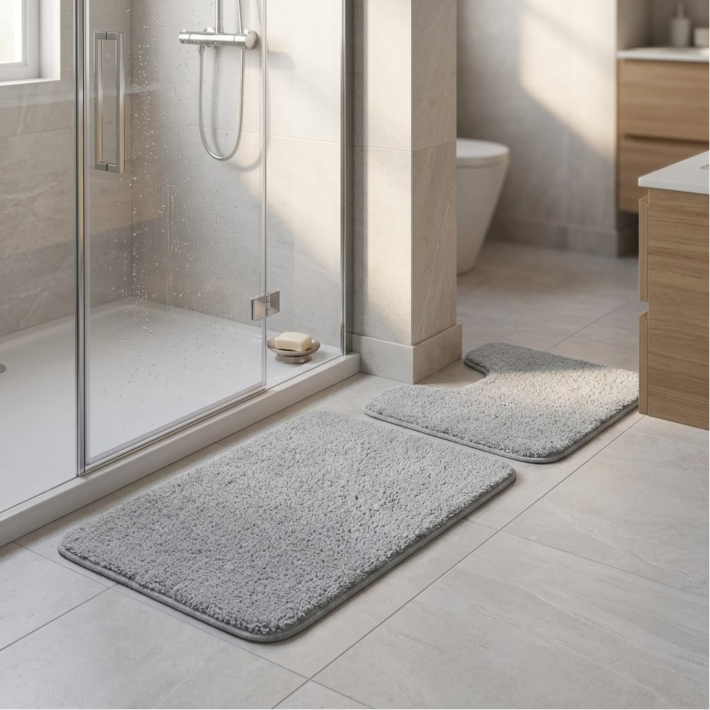 Набор ковриков для ванной Iddis BSET02MI13, микрофибра, серый, 500х800 мм, 500х500 мм