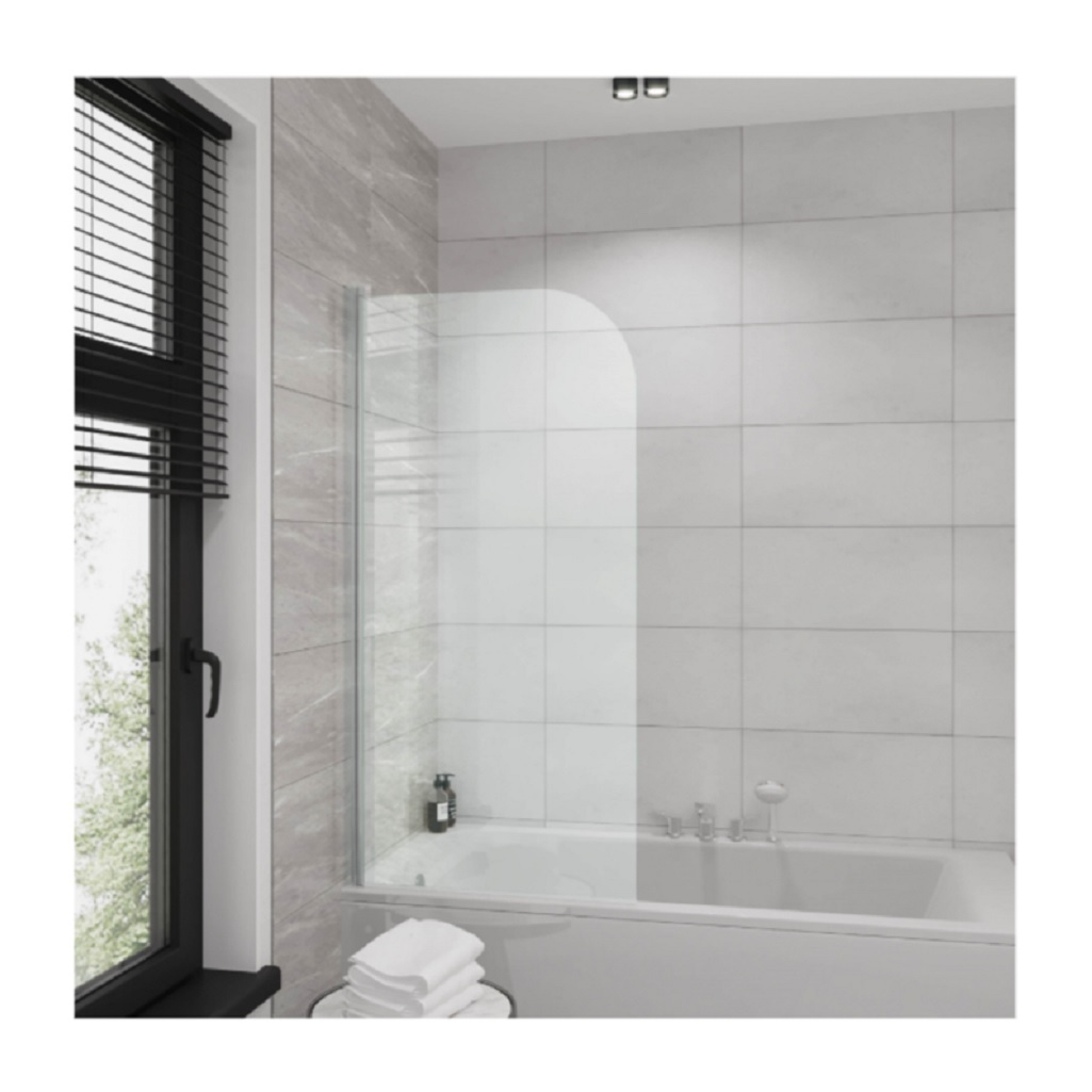 Шторка для ванной Grossman GR-100, алюминиевый профиль, прозрачное стекло 6 мм
