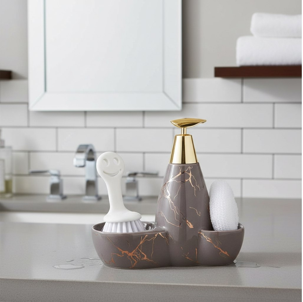 Дозатор для моющего средства Lefard Fantasy, 755-222, 500 мл + губка и щетка