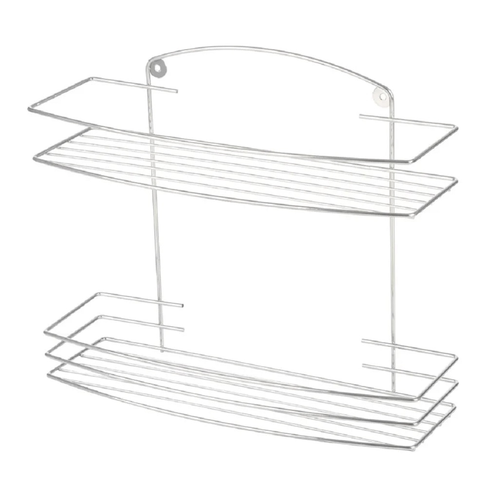 Полка для ванной Рыжий кот Lecco настенная, двухъярусная, 130х270х350 мм, хром