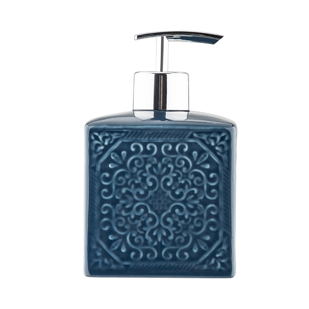 Дозатор для жидкого мыла Рыжий Кот Марокко настольный, керамика, синий, 500 мл