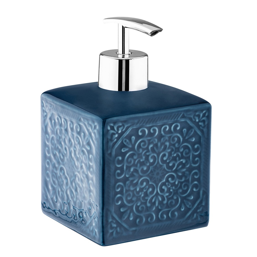 Дозатор для жидкого мыла Рыжий Кот Марокко настольный, керамика, синий, 500 мл