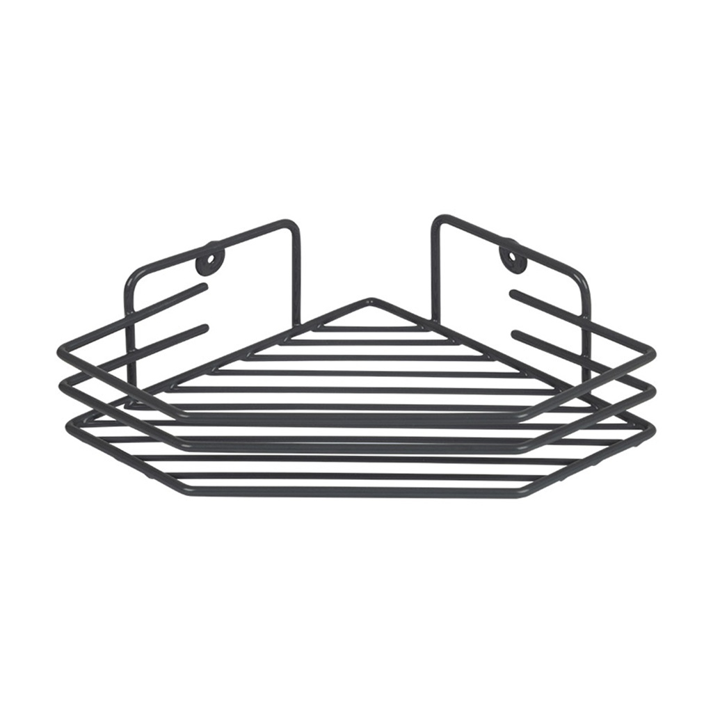 Полка угловая для ванной Рыжий Кот, металл, графит, 65х205х205 мм