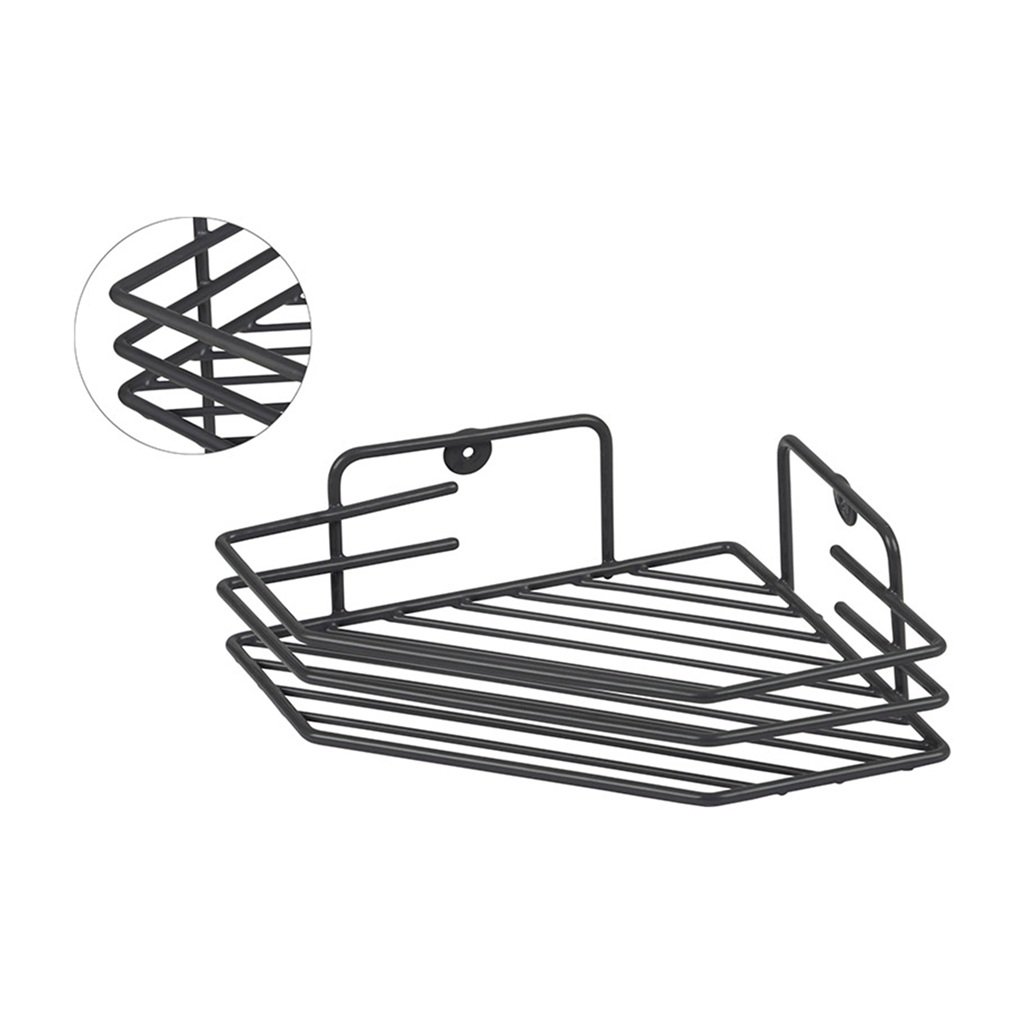 Полка угловая для ванной Рыжий Кот, металл, графит, 65х205х205 мм