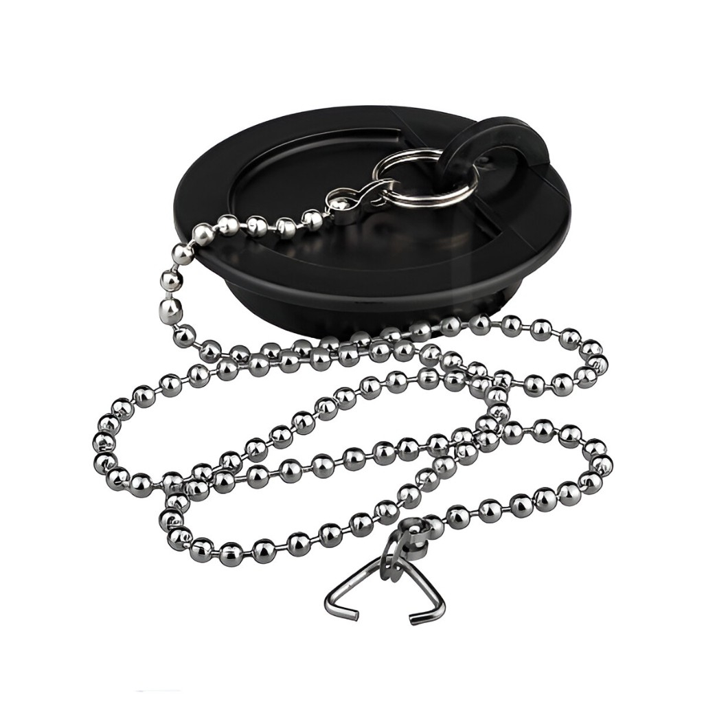 Пробка Masterprof для ванн и раковин, диаметр сливного отверстия 43 мм, с цепочкой 450 мм, черная