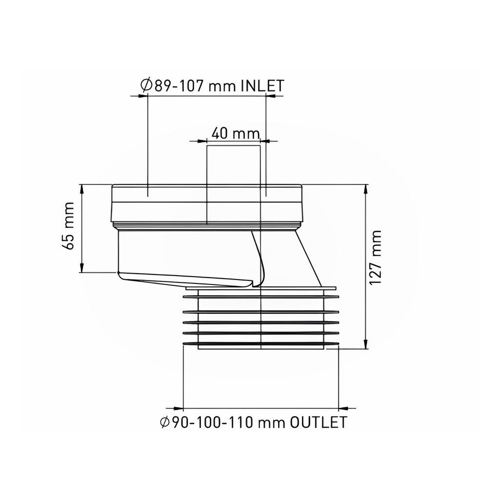 Манжета эксцентриковая Nova 7152 для унитаза, диаметр 110 мм, длина смещения по оси 40 мм, белый
