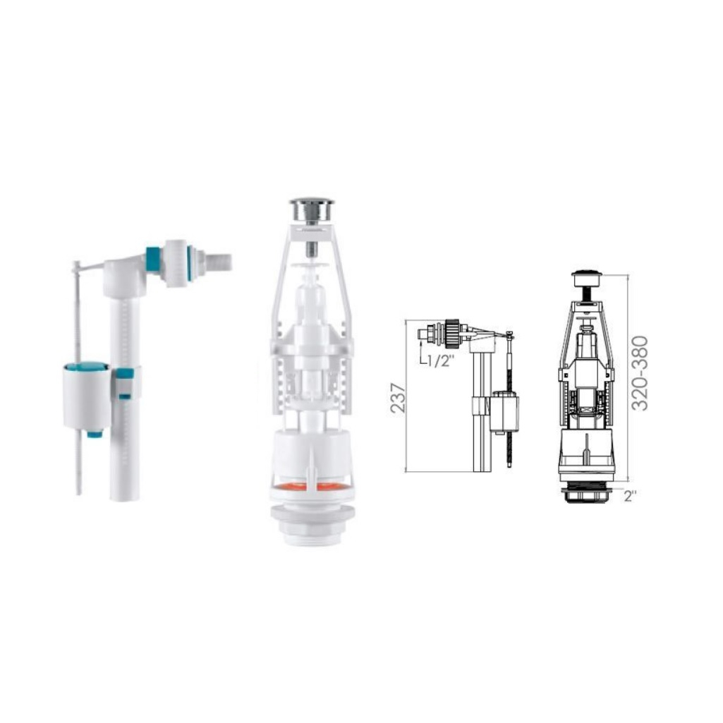 Комплект арматуры Nova 4126 для унитаза, универсальная 1/2