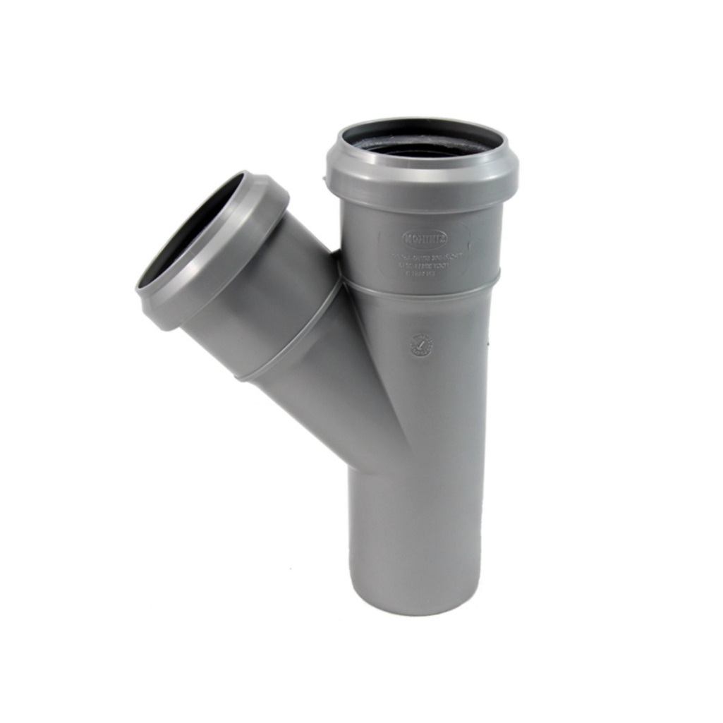 Тройник канализационный 45 гр., Sinikon 508013R, диаметр 50х50 мм, полипропилен, серый
