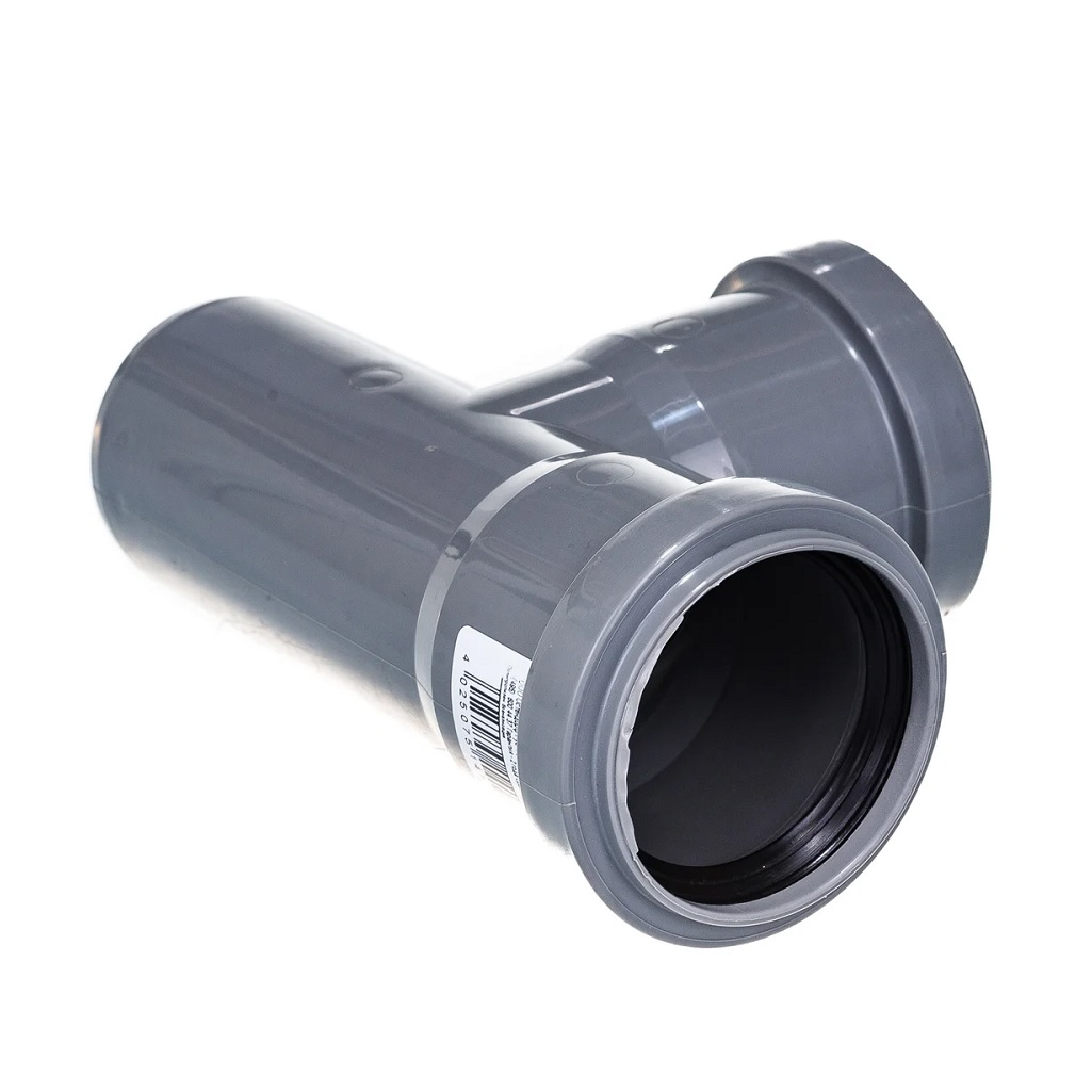 Тройник канализационный 87.5 гр. Pro Aqua Comfort 205587, диаметр 50х50 мм, серый