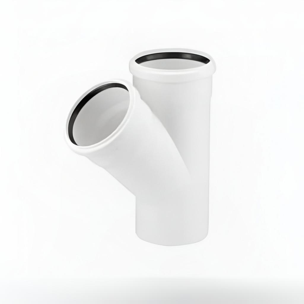 Тройник канализационный 45 гр. Sinikon 508025.R, диаметр 110х110 мм, белый