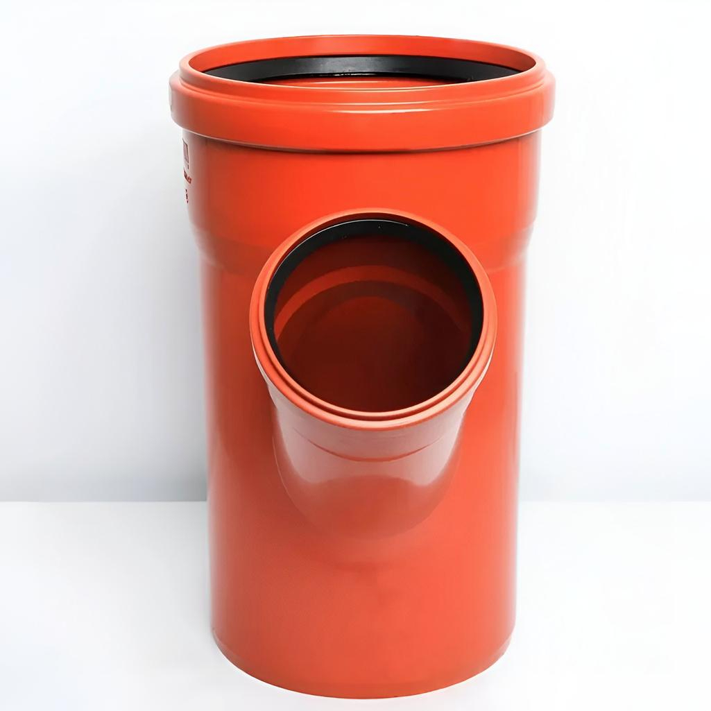 Тройник канализационный 45 гр., диаметр 200х110 мм, ПВХ, наружный, красный