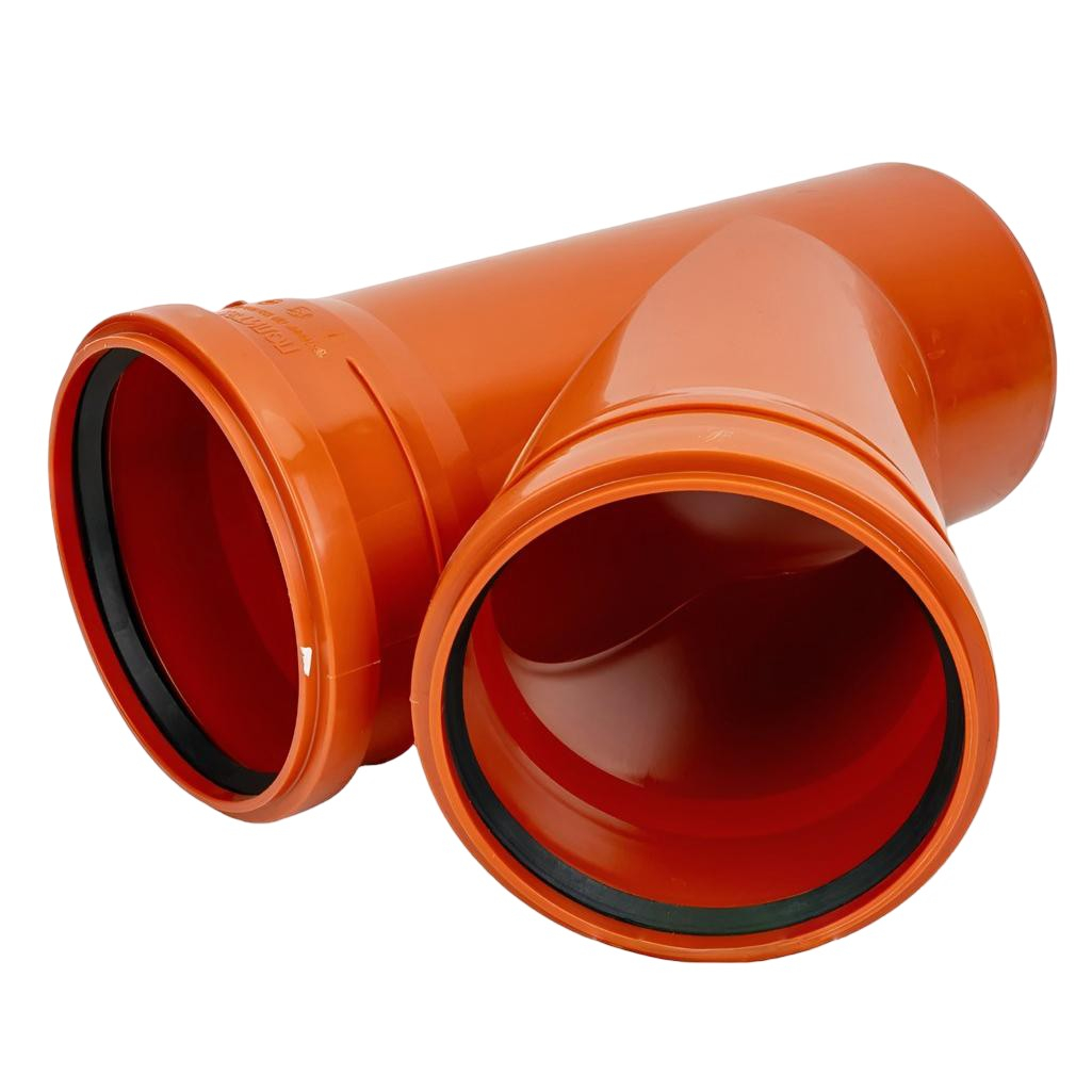 Тройник канализационный 45 гр., диаметр 200х200 мм, ПВХ, красный