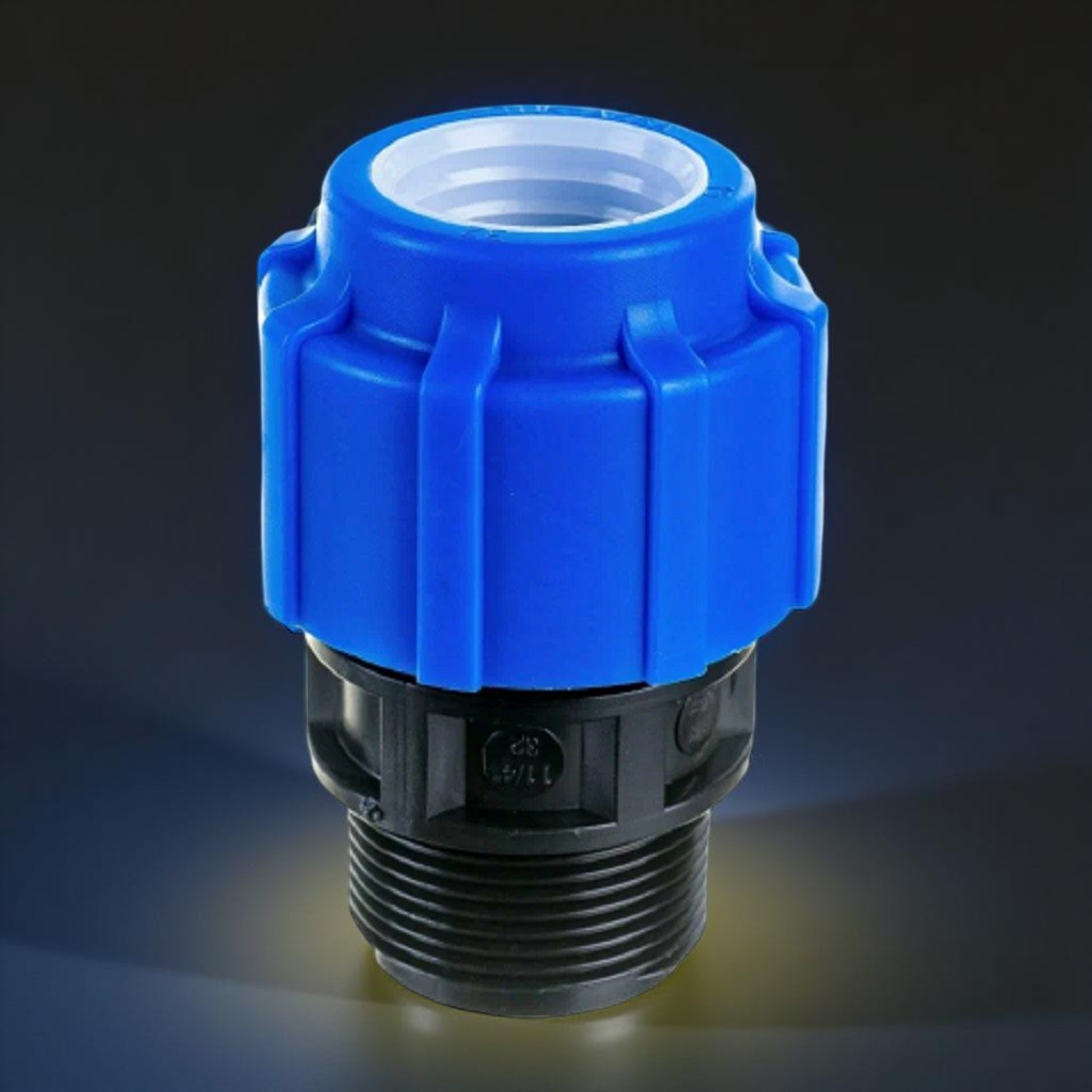 Муфта переходная, компрессионная ПНД 32х32 мм с наружной резьбой для трубопровода