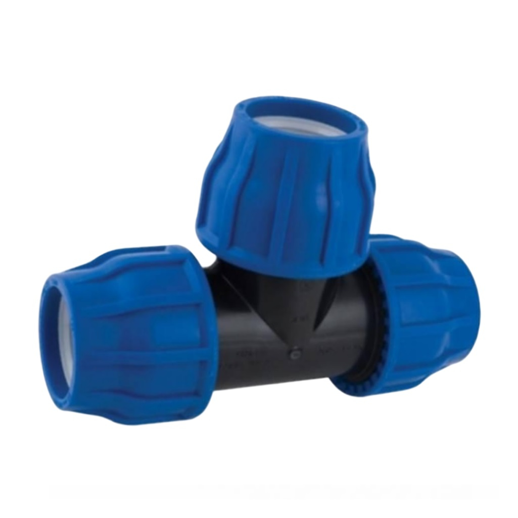 Тройник для труб ПНД 63х63х63 мм, обжимной, полипропилен, для систем холодного водоснабжения