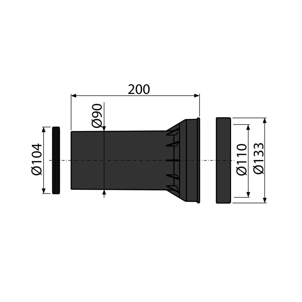 Переход для инсталляции AlcaPlast M902 с фановой трубой 90 мм, черный
