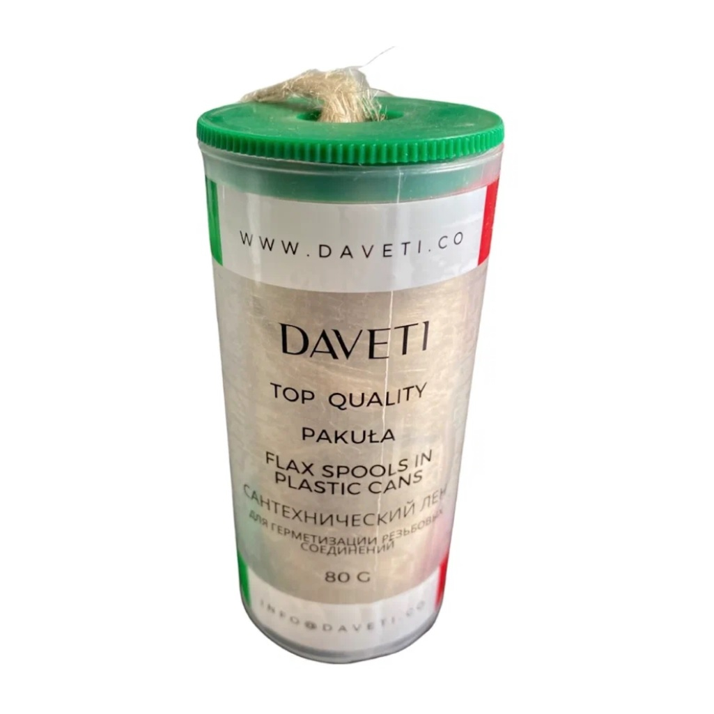 Лен Daveti DAV.L.80 шпуля, в пластиковом контейнере, для герметизации соединений, 80 г