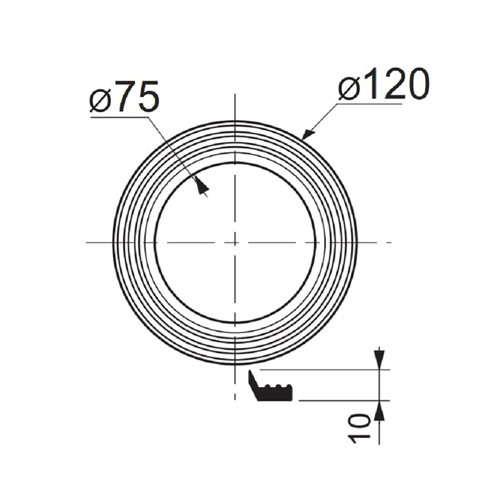Прокладка для унитаза Wirquin 248121 универсальная, полиуретан, черная