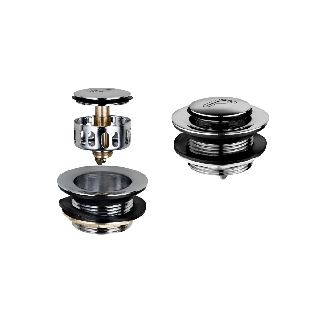 Слив нажимной Click-Clack СНП-04, 65 мм, с сеткой для низкого и высокого поддона, с гидрозатвором 