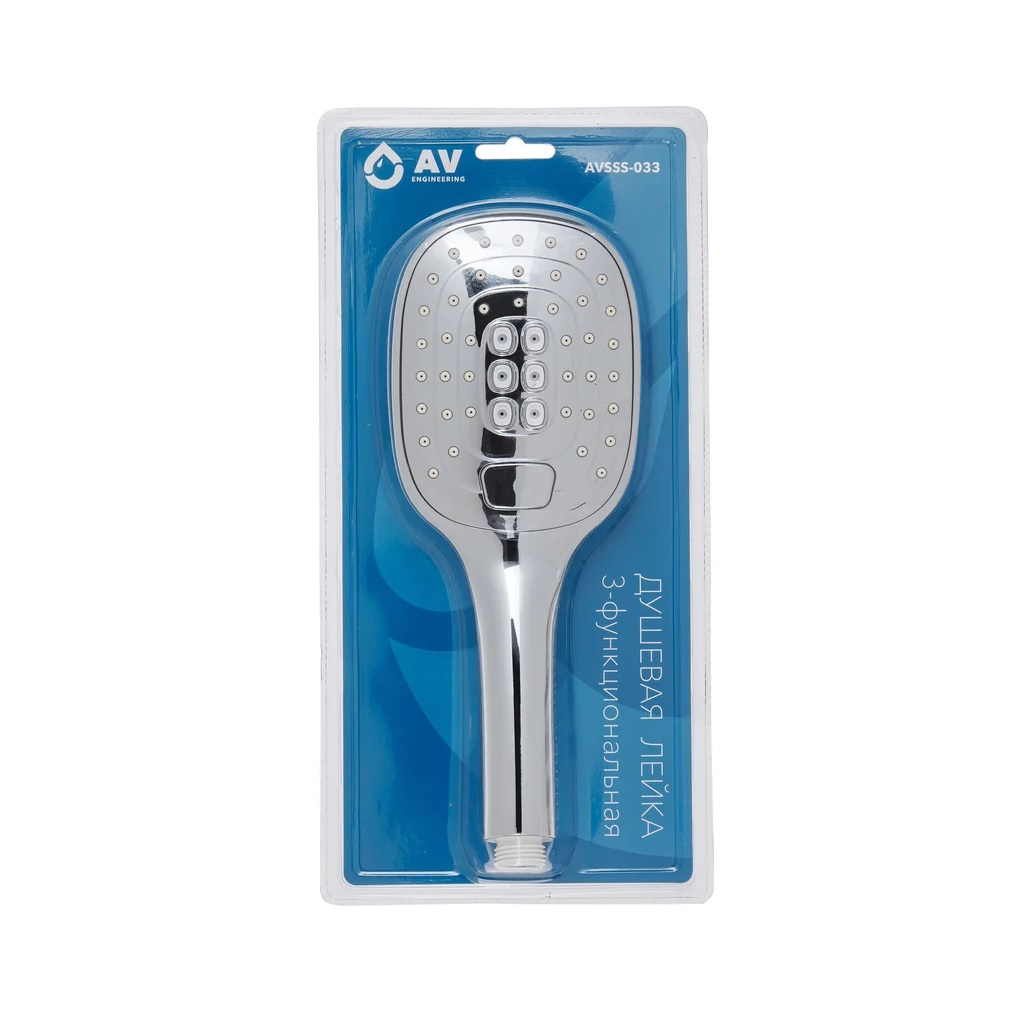 Лейка для душа AV Engineering AVSSS-033, овал, 120х260 мм, хром