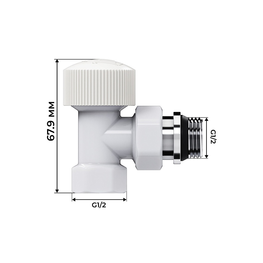 Набор термостатический угловой Royal Thermo Design RATVDU11212WH, 1/2 дюйма, М30х1.5, белый