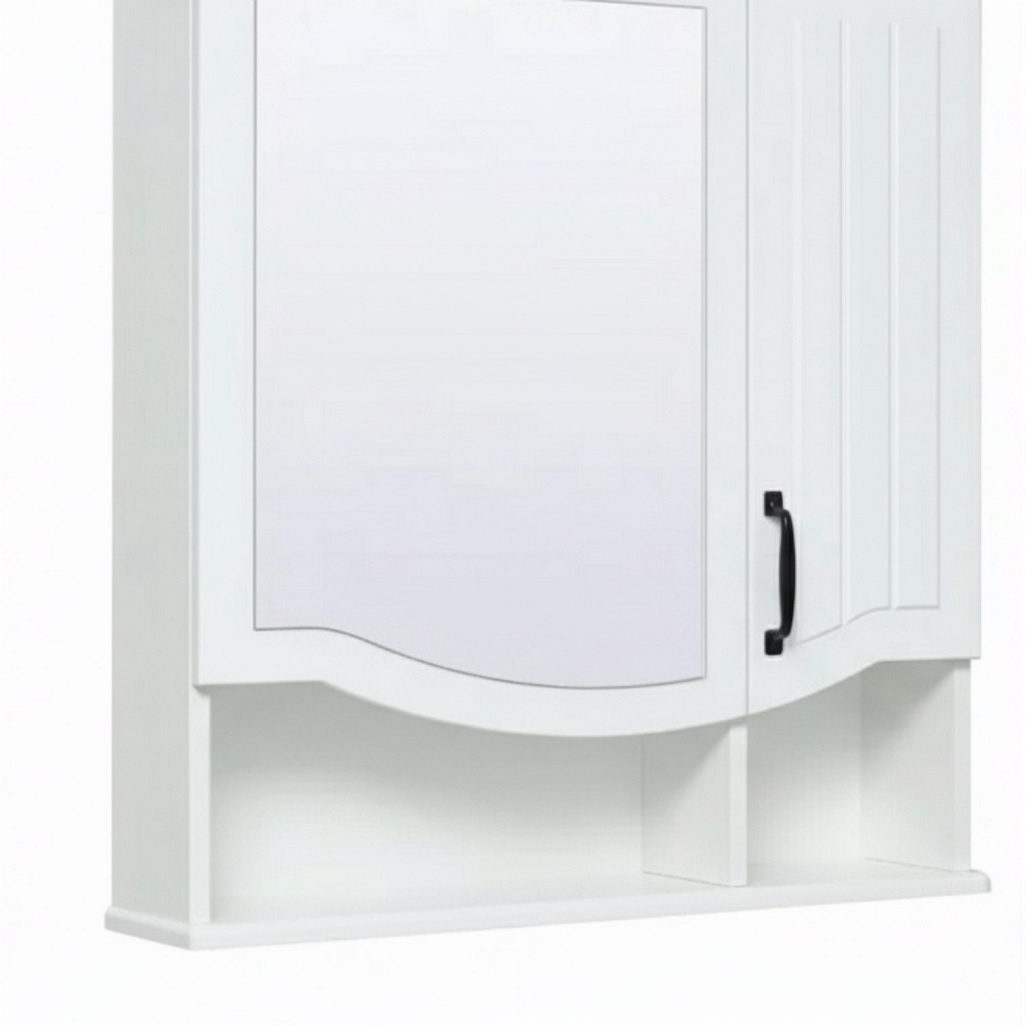 Шкаф зеркальный Runo Марсель 65, навесной, правый, белый, 16х65х75 см