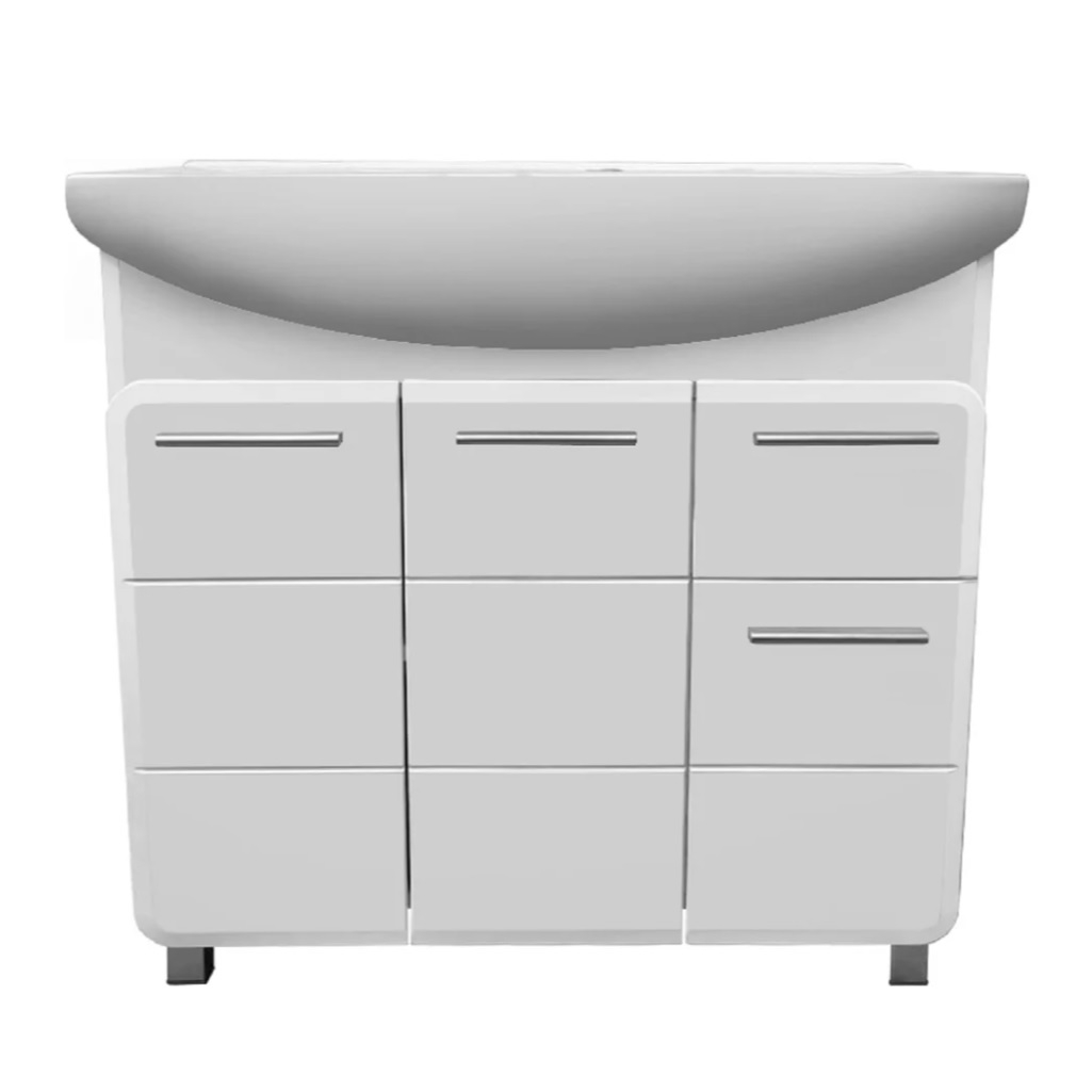 Тумба Runo Эрика 85 напольная, белая + раковина Runo Элеганс 85