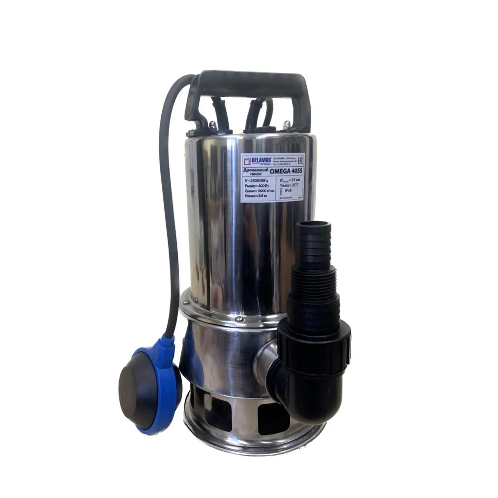 Насос дренажный Belamos Omega 40 SS, BLM40SS профессиональный, для грязной воды, 400 Вт, напор 6.5 м, 141.7 л/мин