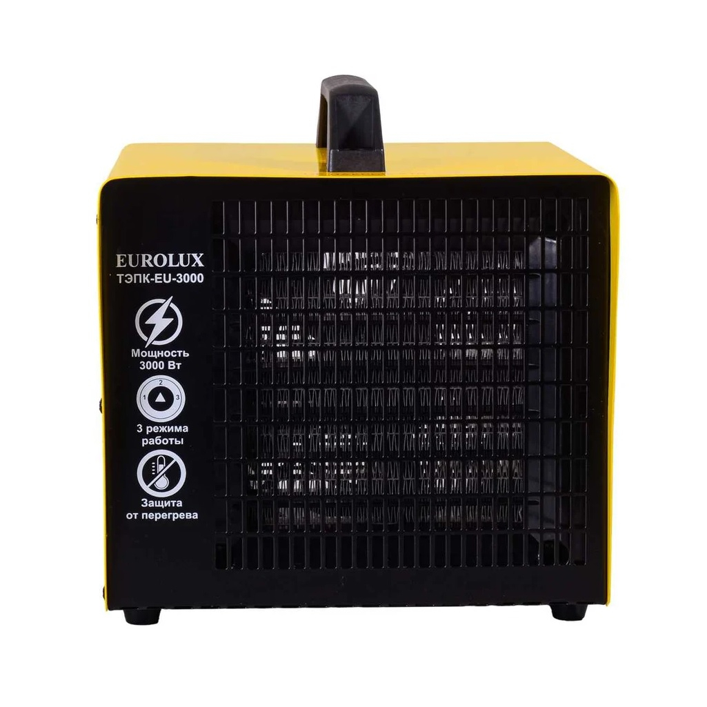 Тепловая электрическая пушка Eurolux ТЭПК-EU-3000, керамический нагревательный элемент, квадратная