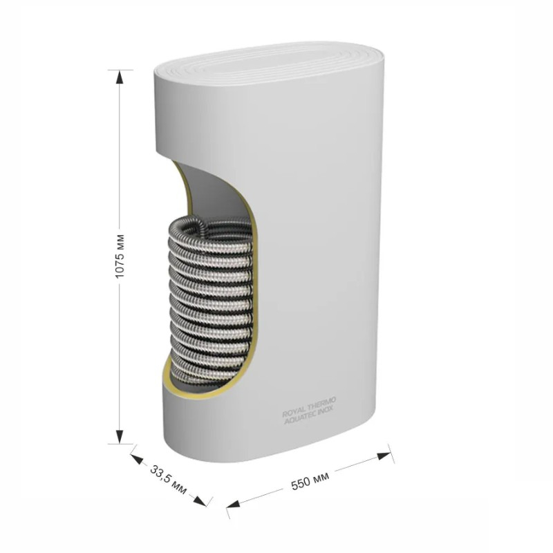 Бойлер косвенного нагрева Royal Thermo, Aquatec Inox RTWX-F 100.1, сухой тэн, 2 кВт