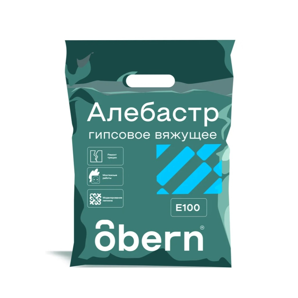 Алебастр быстротвердеющий Obern 0024054, гипсовое вяжущее, 3 кг