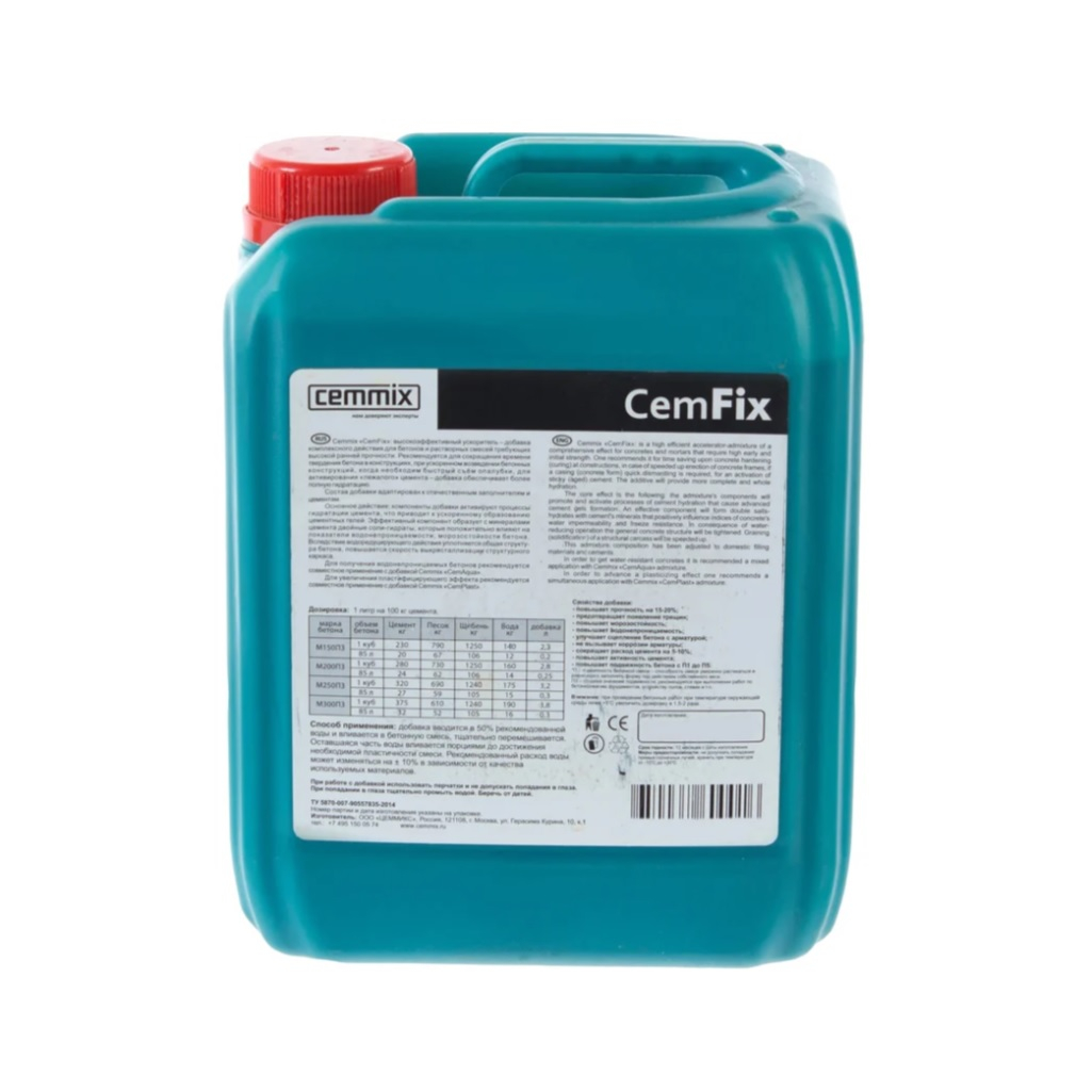 Суперпластификатор Cemmix Cem Fix 206773, ускоритель твердения, 5 л