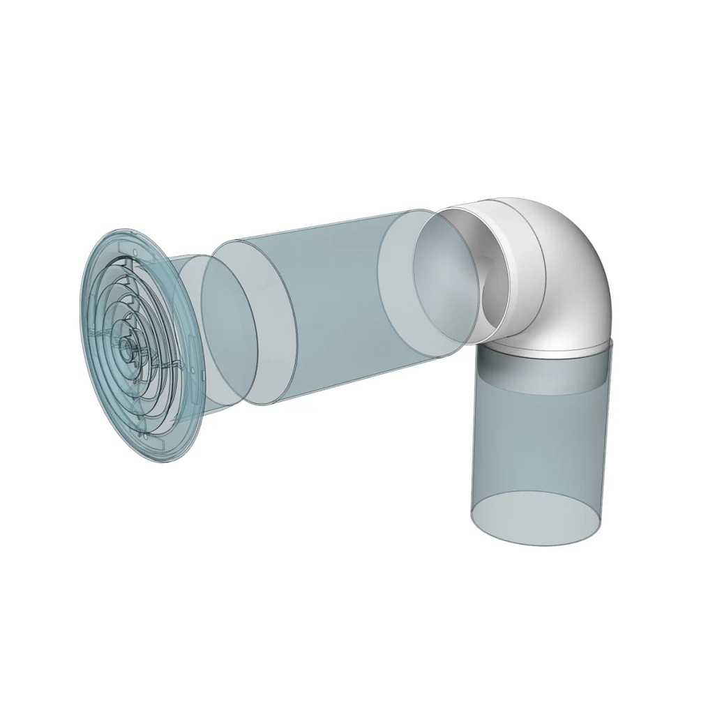 Колено круглое Era 15ККП, 90 градусов, d 150 мм, пластик, белый