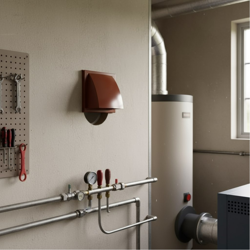 Выход стенной с обратным клапаном Era 1515К12,5ФВ, d 125 мм, 150х150 мм, терракотовый