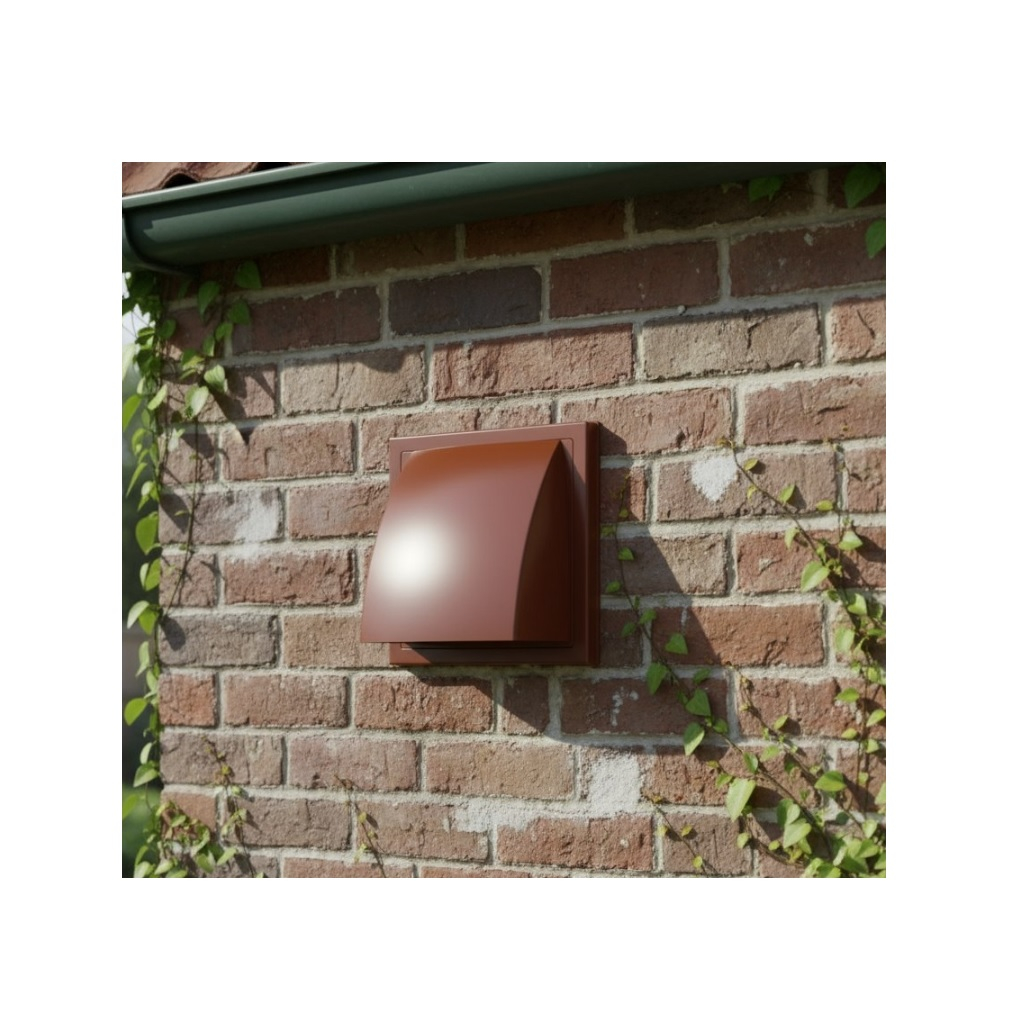 Выход стенной с обратным клапаном Era 1919К15.16ФВ, d150-160 мм, 190х190 мм, терракотовый, пластик