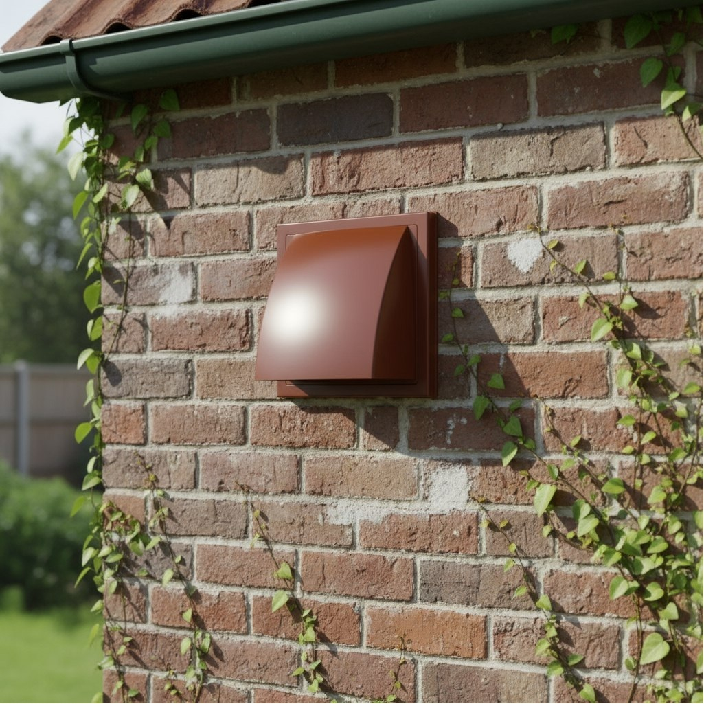 Выход стенной с обратным клапаном Era 1515К10ФВ, диаметр 100мм, 150х150 мм, терракотовый, пластик