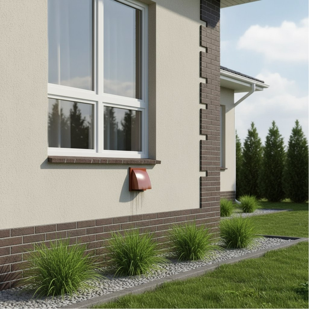 Выход стенной с обратным клапаном Era 1515К10ФВ, диаметр 100мм, 150х150 мм, терракотовый, пластик