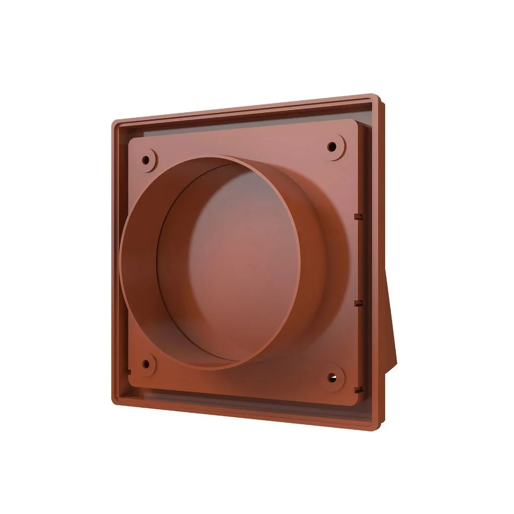 Выход стенной с обратным клапаном Era 1515К10ФВ, диаметр 100мм, 150х150 мм, терракотовый, пластик