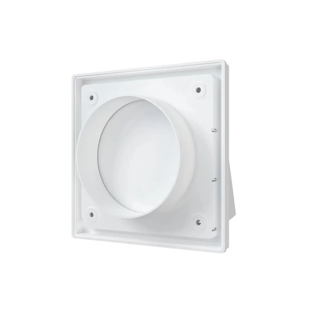 Выход стенной с обратным клапаном Era 1515К10ФВ, диаметр 100 мм, 150х150 мм, белый, пластик